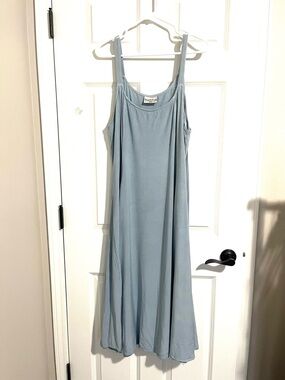 Holy Clothing Dress 2x Gray Blue Maxi Sleeveless Boho Ren Faire